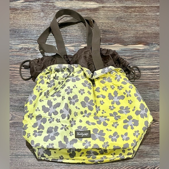Thirty-One “Leopard Floral” Cinch It Up Thermal Tote - Yellow/Brown - EUC - Picture 9 of 10